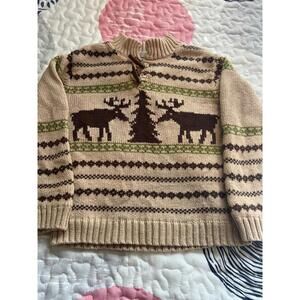 Janie and Jack 2008 The Mountain Wool Cotten Rustic Cabin Deer Tree Sweater 3T